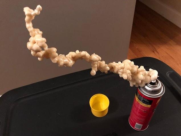 12. "Work of art created by small overnight leak of insulating foam"