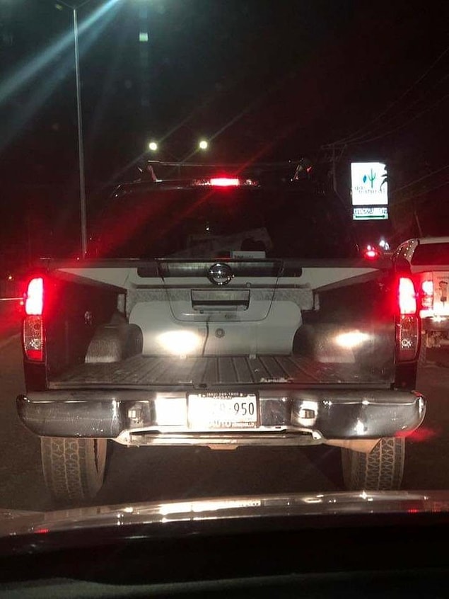 15. "The back of the truck has a decal that makes it look transparent"