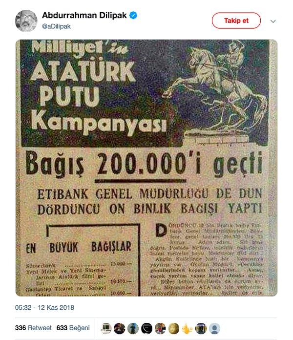 2. "Görselin Milliyet Gazetesi’nin 'Atatürk Putu Kampanyası' kupürünü gösterdiği iddiası."