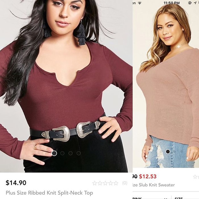 7. Photoshop'un nasıl kullanılacağını veya kadınların normalde nasıl göründüklerini bilmeyen Forever21 markası: