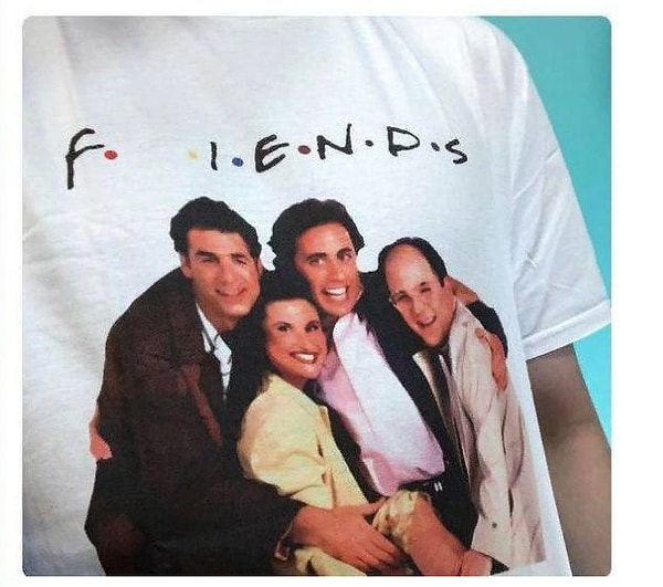 5. Чувак заказал футболку с "Сайнфелдом". Так мало того, что на ней написали "Друзья", так еще и букву "р" пропустили. У тебя была одна работа, как можно было дважды в ней налажать?!