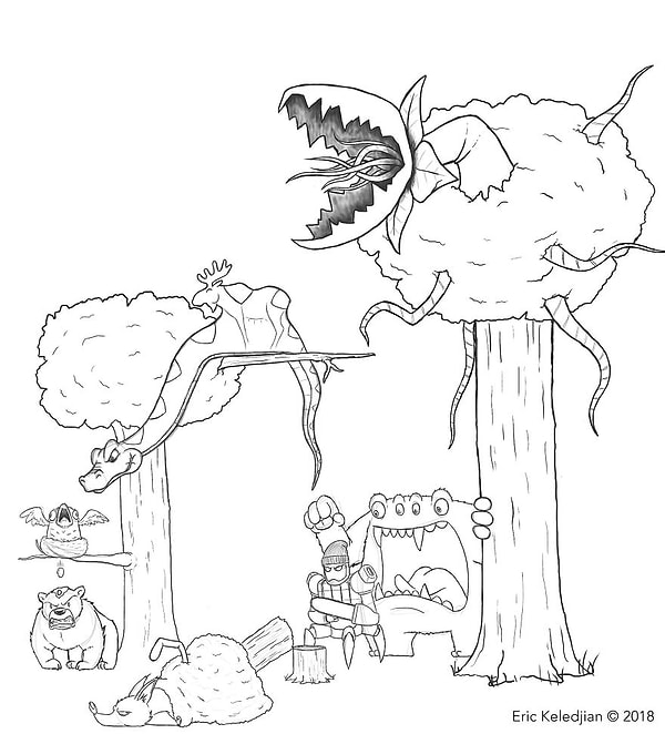 9. Из дерева появляется монстр...