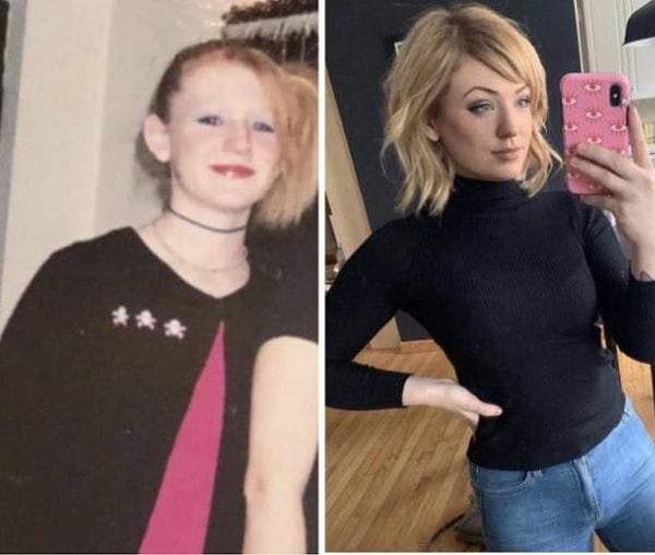 5. Синие тени и блеск для губ - классика! А брови всем идут