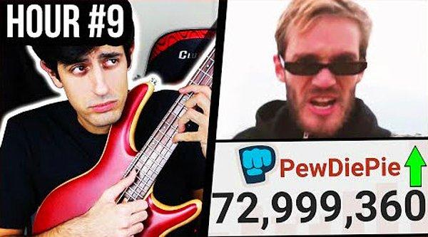 PewDiePie'ı birinci tutmak adına pek çok YouTuber harekete geçti. Bass gitarist "Davie504" 10 saat boyunca canlı yayında gitar çaldı.
