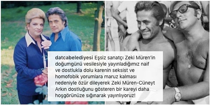 Zeki Müren'in Cüneyt Arkın'la Fotoğrafına Gelen 'Homofobik' Yorumlara Datça Belediyesi'nden Kapak Gibi Cevap!