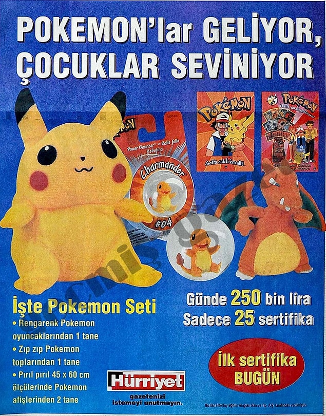 1. Pokemonlara bir zamanlar işte böyle sertifika denilen kuponlar ile sahip oluyorduk.