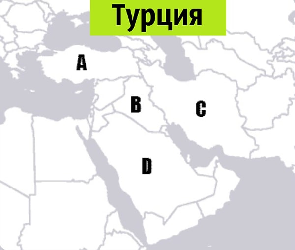 9. Многие летали в Турцию, но при этом не все знают, где она на карте.