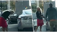 Elektrikli Aracına Benzin Doldurmaya Çalışırken Dillere Düşen Şaşkın Kadın