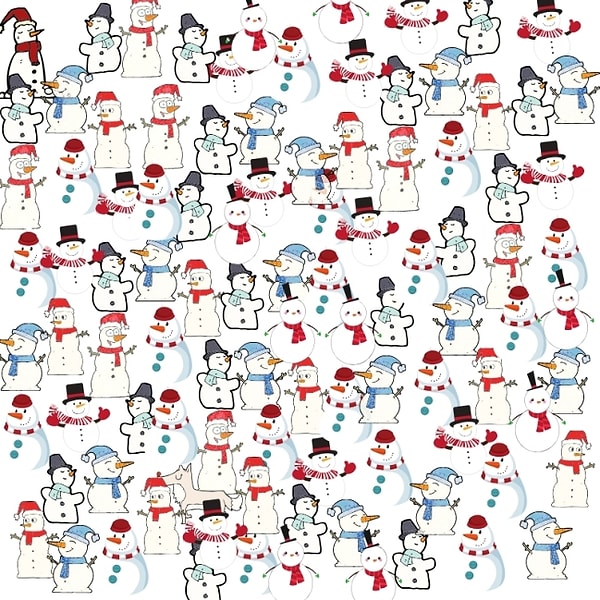 5. Серый волк забрел к снеговикам и затерялся среди них. Куда же он спрятался?