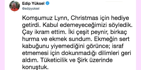 Komşusunun Noel Hediyesini Reddeden Edip Yüksel Sosyal Medyanın Gündeminde