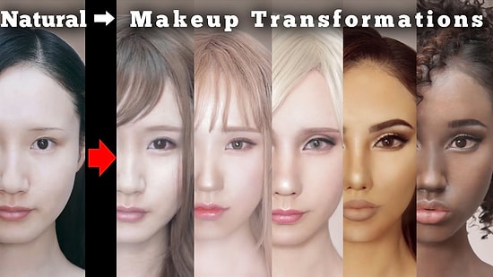 Девушка меняет национальность и расы с помощью макияжа