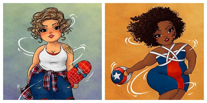 Художник представил супергероев в роли женщин в размере плюс