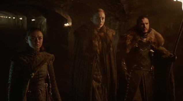 This time, the teaser focuses on Jon, Sansa and Arya in the crypts at Winterfell.