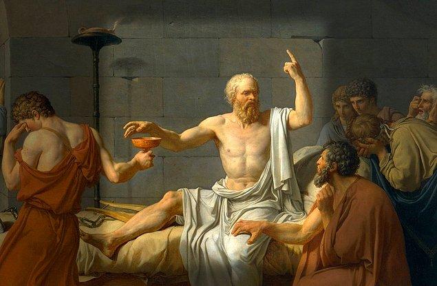David'in Sokrates'in ölümü için kafasında kurguladığı sahnede Sokrates zehri içiyordu.