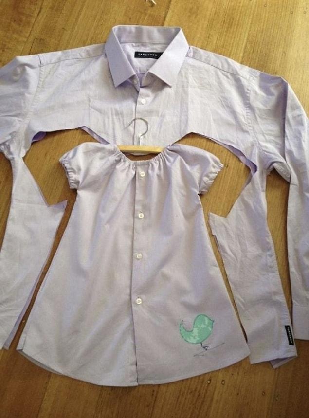 10. A baby dress cut from of an old button-up shirt.