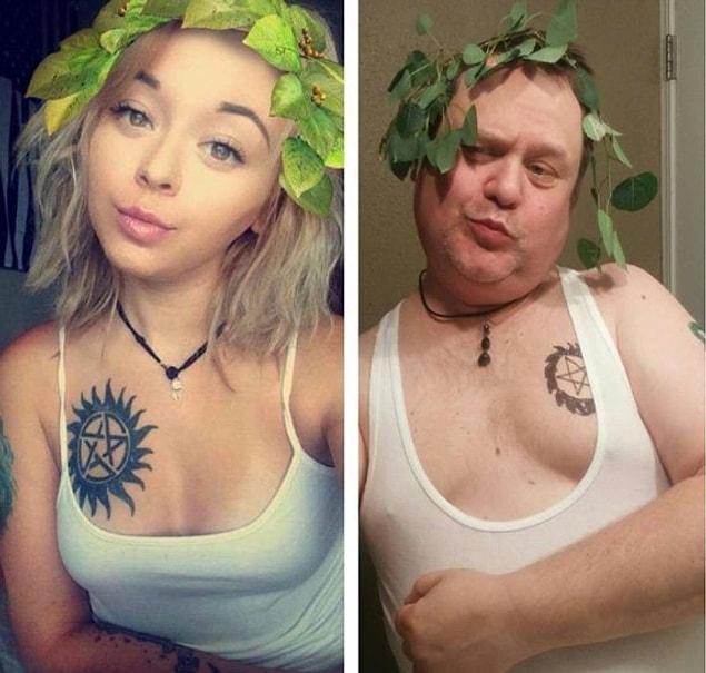 9. Kızının fotoğrafını taklit eden baba:
