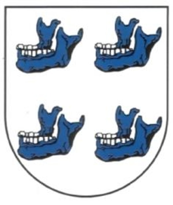 9. Нелепости в геральдике тоже случаются. Это, например, герб семьи, фамилия которой переводится как "челюсть". Они из...