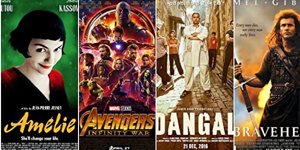 7. Амели - Мстители: Война бесконечности - Дангал - Храброе сердце