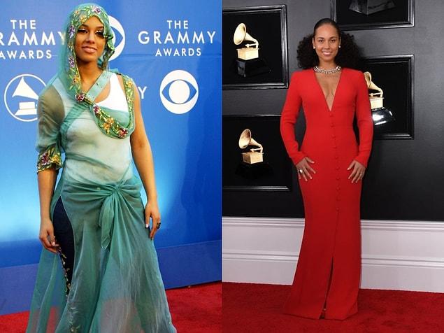 3. Alicia Keys at the Grammys in 2002 vs 2019
