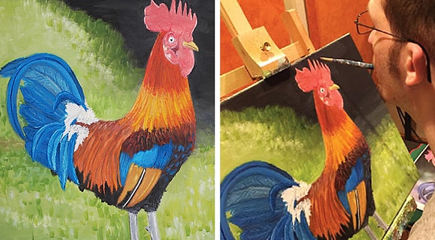 3. “I don’t have use of my hands so I paint with my mouth. This was my first oil and animal painting.”