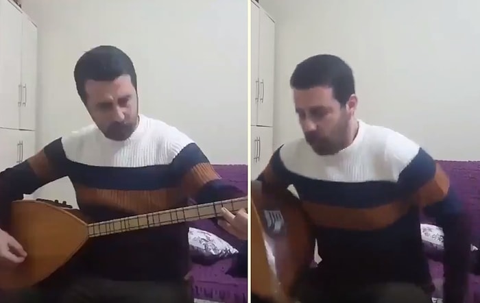 Bağlama Çalarken Tam Moda Giren Adamın Kıçıyla Oturduğu Sehpayı Kırdığı Müthiş An