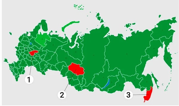 5. Под каким номером отмечена Нижегородская область?