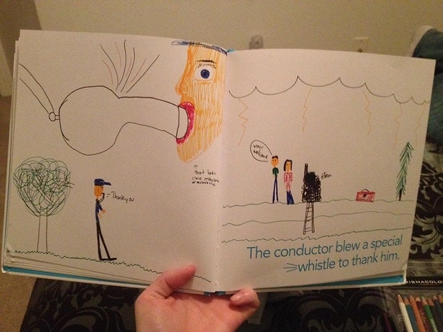 "Made a book for my dad for Father's Day. My 13 year old sister could use practice drawing whistles"
