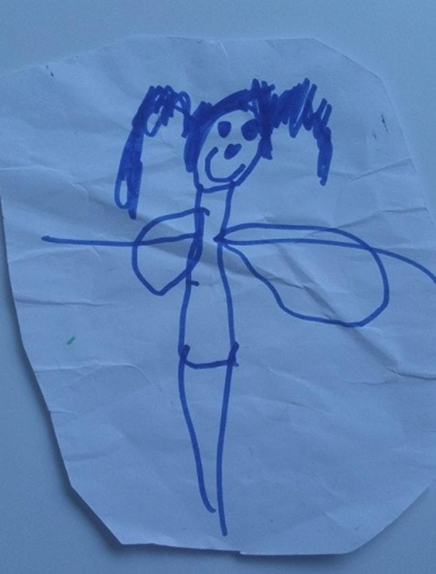 8. “My son drew his sister. Those are fairy wings of course and not a giant pair of floppy boobs!”