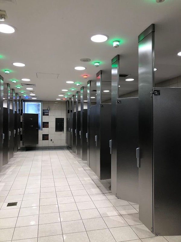 16. В туалете аэропорта Атланты не возникает неловких ситуаций: сразу видно, где делаются дела, а где свободно.