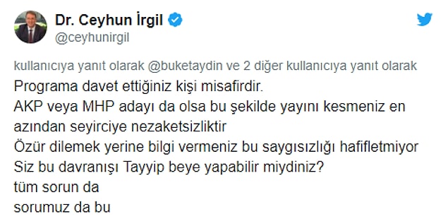 Sosyal medyadan da kesilen yayın sonrası tepkiler geldi...