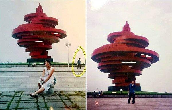 16. Çin'de evli bir çift 18 yıl önce aynı anda aynı yerde durduklarını fotoğrafları karşılaştırınca fark etmişler! Tanışmaları ise 10 yıl sonra gerçekleşmiş.