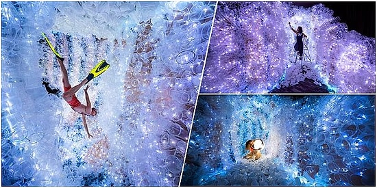 Denizlerimizin Kirliliğine Dikkat Çekmek İçin 18 Bin Adet Kullanılmış Plastik Bardaktan Mağara Yapan Sanatçı: Von Wong