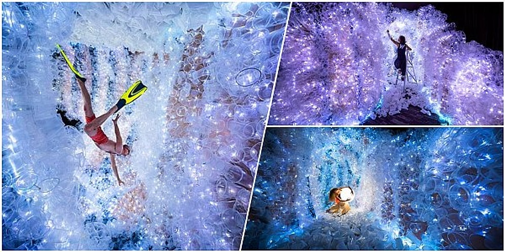 Denizlerimizin Kirliliğine Dikkat Çekmek İçin 18 Bin Adet Kullanılmış Plastik Bardaktan Mağara Yapan Sanatçı: Von Wong