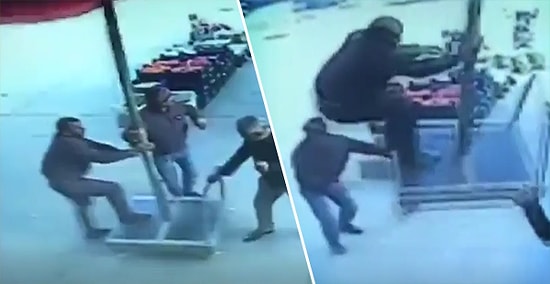 Hortum Sırasında Tutunduğu Şemsiye ile Birlikte Havaya Uçan Adam