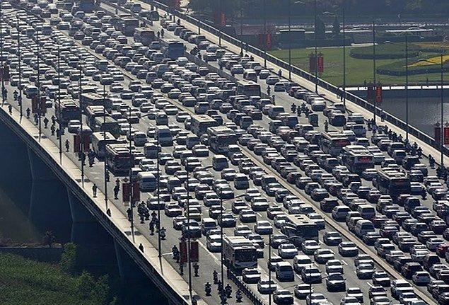 19. Pekin'de Ağustos 2010'da yaşanan trafik sıkışıklığı tam 10 gün sürmüştür.