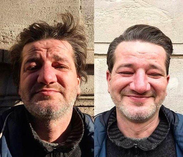 Британские бездомные у парикмахера, или Как свежая стрижка меняет лицо человека: 23 фото