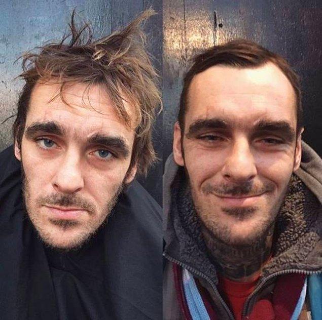 Британские бездомные у парикмахера, или Как свежая стрижка меняет лицо человека: 23 фото