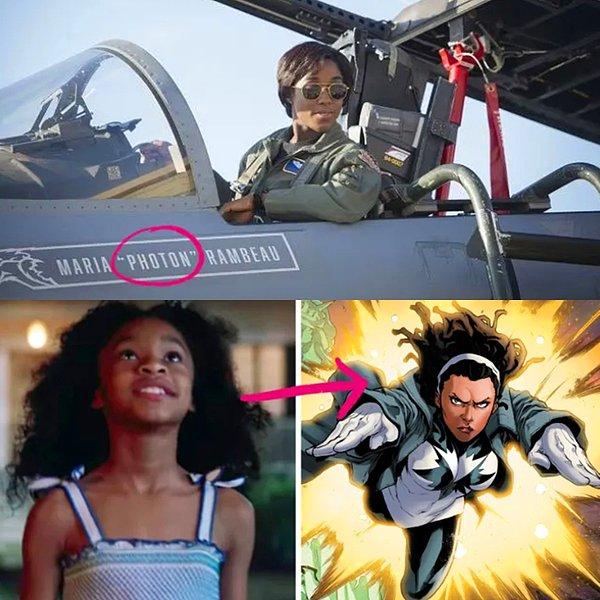 19. Captain Marvel'ın en yakın arkadaşı olan Maria Rambeau'nun uçağındaki Photon yazısı, ileride bu ismi alarak süper kahraman olacak kızı Monica'ya bir gönderme.