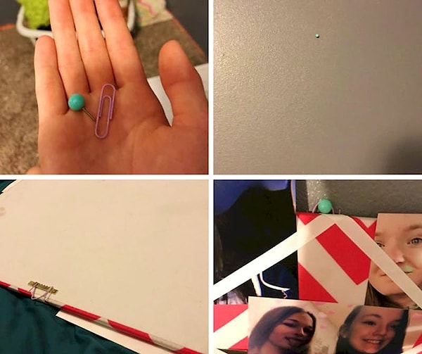 1. С помощью кнопки и скрепки можно вешать рамки.