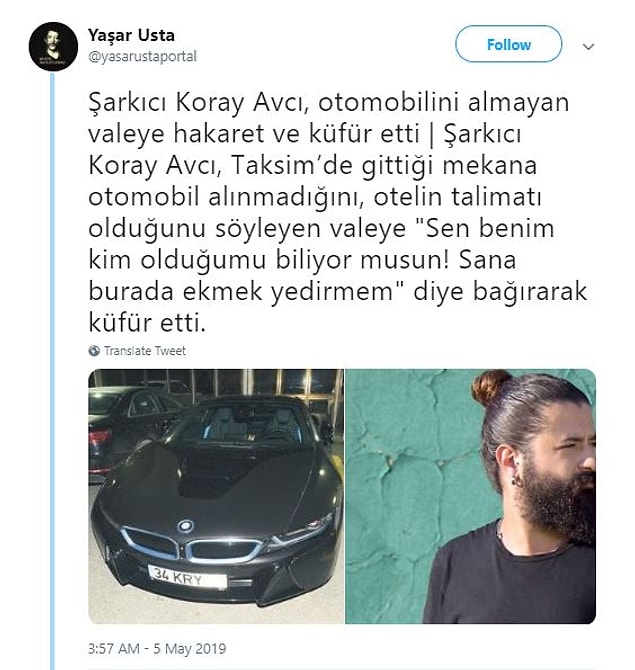 Olayın Twitter'da paylaşılmasıyla da Koray Avcı, hâliyle tepkilerin odağı hâline geldi...