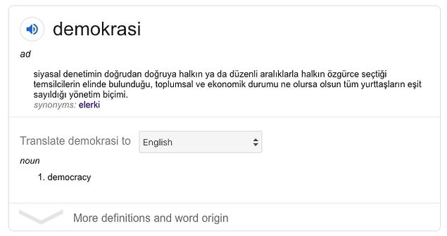 İşte bu da demokrasinin sözlükteki tanımı...