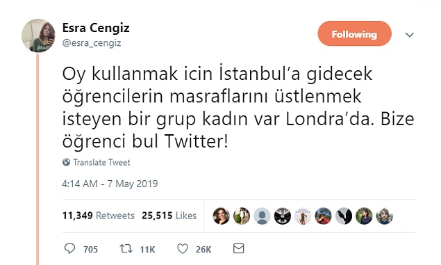 Ardından Twitter'da seçim günü herkesin oy kullanabilmesi için kenetlenildi ve yardımlaşma başladı...