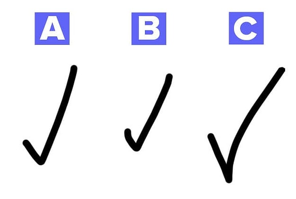 2. Две галочки были нарисованы женщинами, а одна мужчиной. Какая?