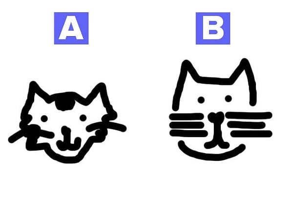 9. Двух людей попросили нарисовать кошку. Рисунок под какой буквой сделал человек, который старше?