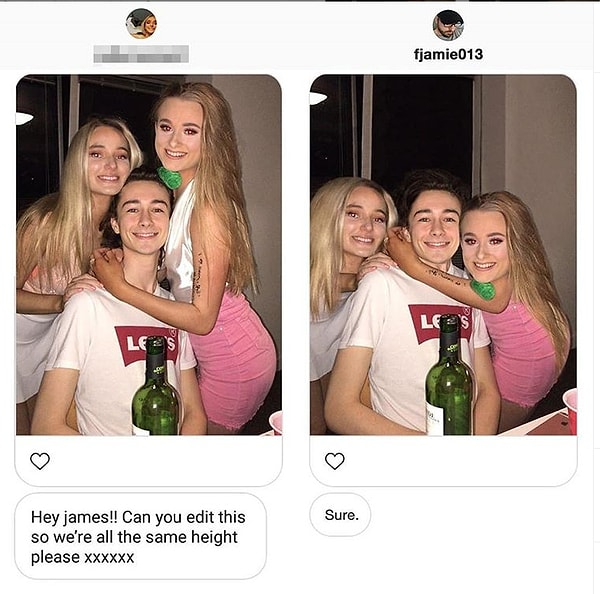 13. "Можешь сделать так, чтобы мы все были одного роста?"