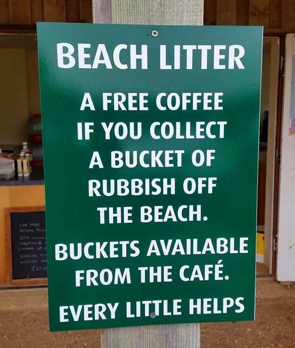3. Plaj temizliğne kahve ödülü