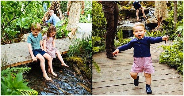 Prenses Charlotte, Prens Louis ve Prens George annelerinin yaptığı bahçenin tadını çıkardı.