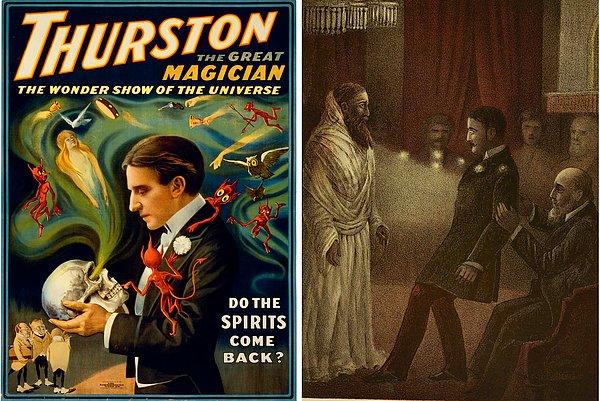 1915 yılından kalma bu posterde, Howard Thurston ve halkın mistik ve doğaüstü olaylara gösterdiği ilgi görülüyor.