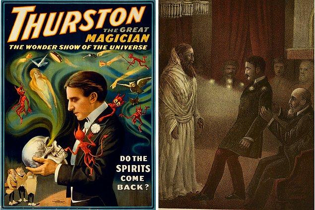 1915 yılından kalma bu posterde, Howard Thurston ve halkın mistik ve doğaüstü olaylara gösterdiği ilgi görülüyor.
