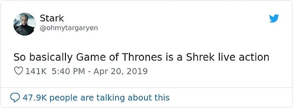 Один пользователя Твиттера заметил, как сильно "Игра престолов" похожа на серию мультфильмов про огра Шрека, и в Сети начался переполох